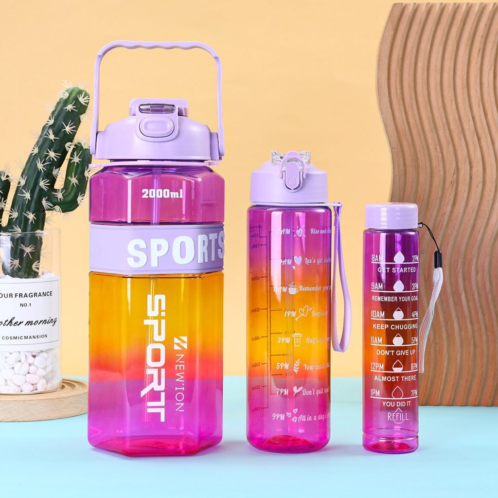 3-in-1-Trinkflaschen-Set mit Zeitskala