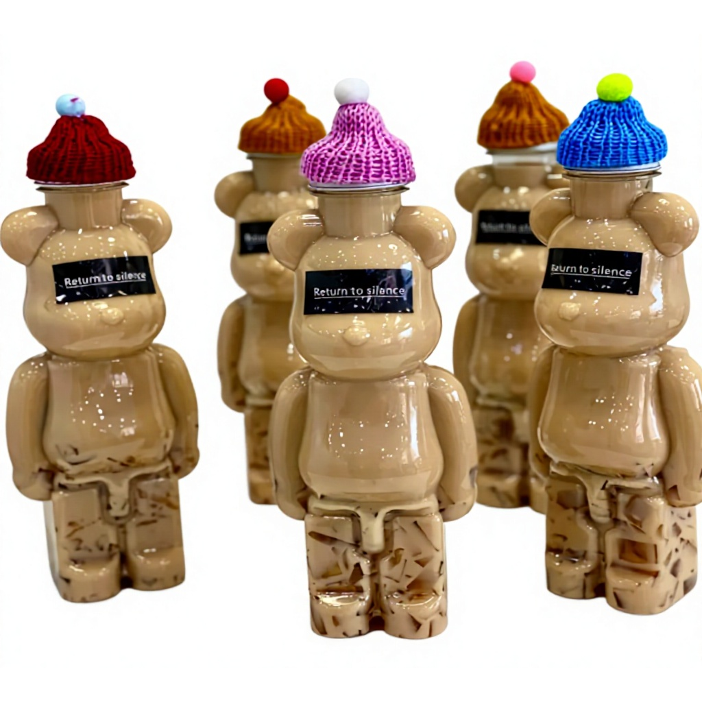 PET-Boba-Tee-Flaschen in Bearbrick-Form, 350 ml/500 ml