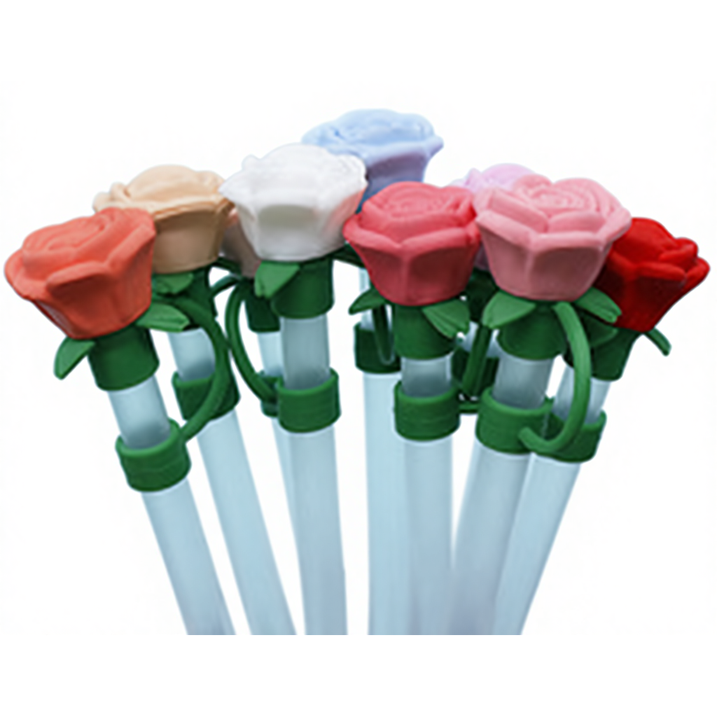 Embouts de paille en silicone (cœur / rose 3D)