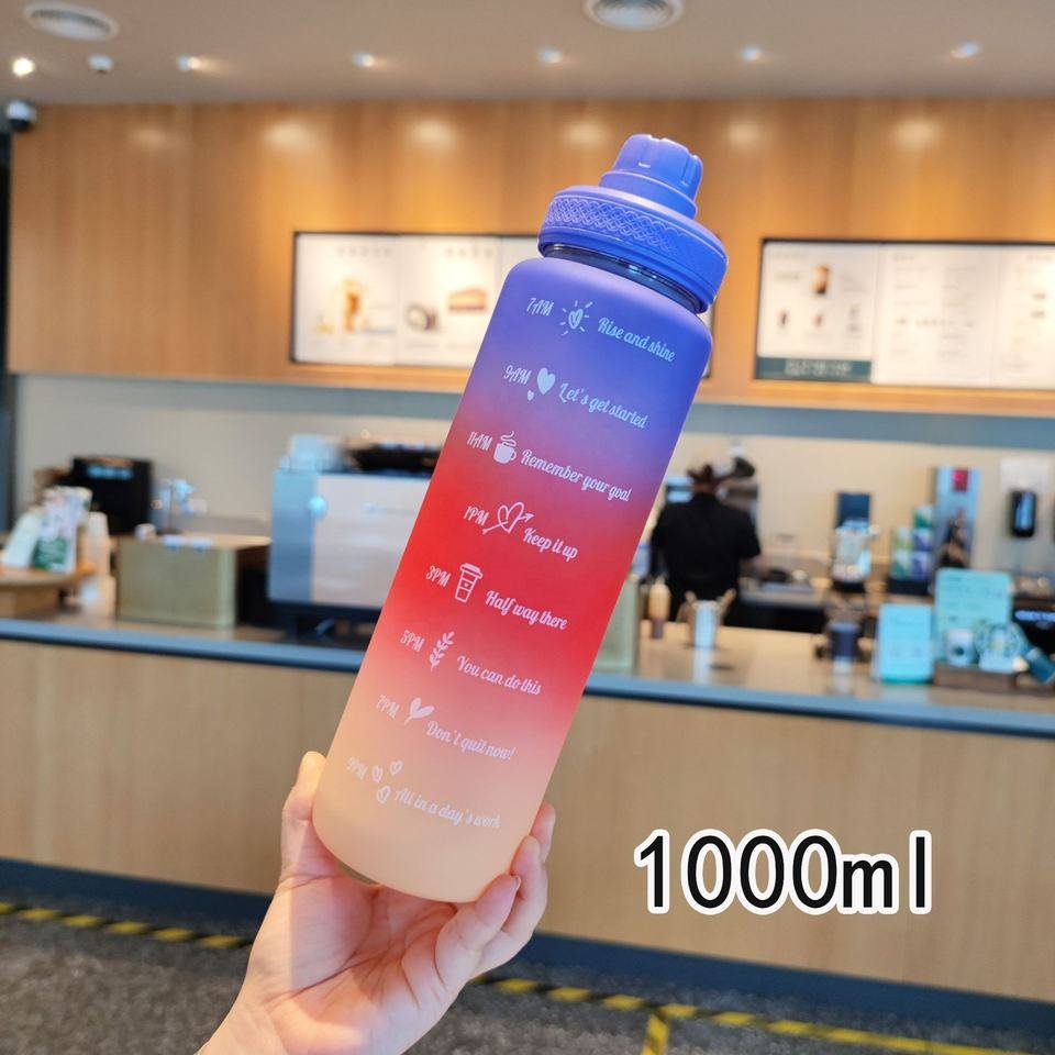 1000ml Outdoor Portable Sports Plastic Frosted Gradient Colors Water Bottle Trinkflasche - photo 5