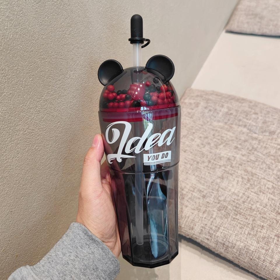 Creative Design 24oz Mouse Ear Fashion Plastic Cold Cup Tumbler With Lid and Straw - photo 3