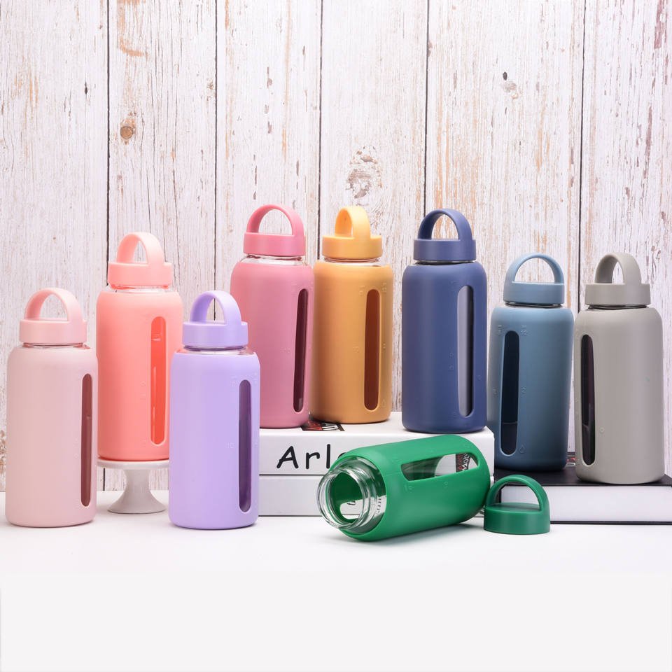 Produced Wholesale Custom Kids Products 800ml BPA Free Borosilicone Glass Water Bottle With Time Marker - photo 2