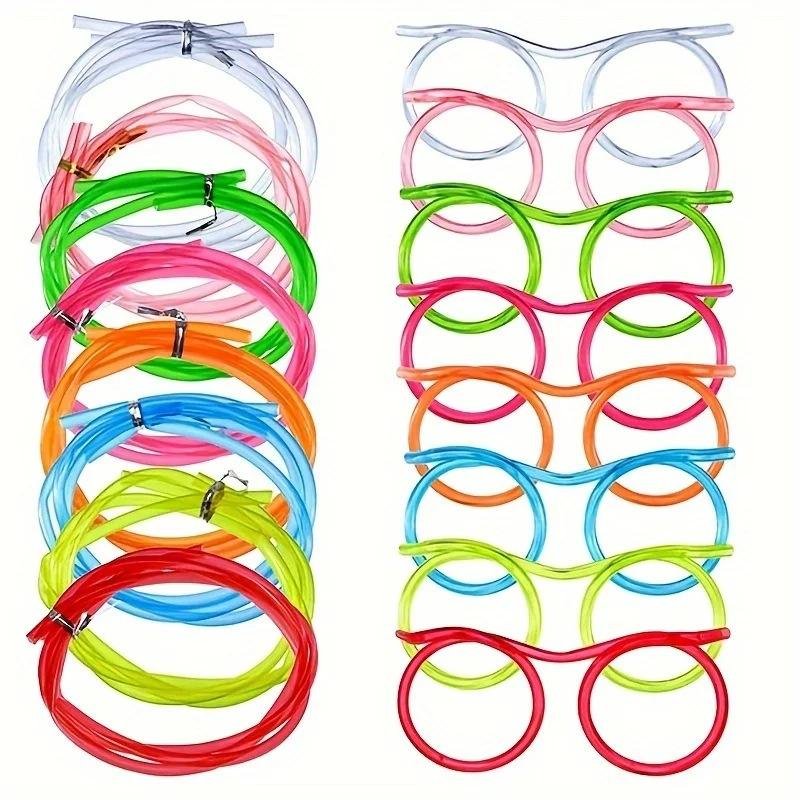 Creative Funny Plastic Straw Glasses Flexible Drinking Tube Fashionable Novelty Entertainment Accessories Holiday Birthday Party - photo 5