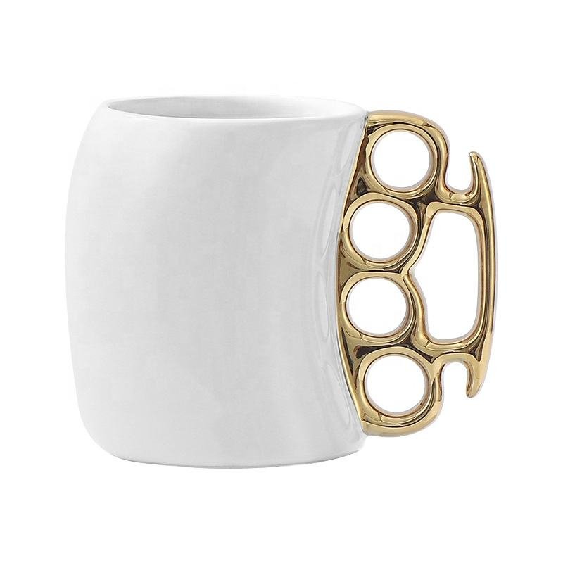 Creative 300ml 400ml Custom Brass Knuckle Duster Ceramic Coffee Mug With Handle - photo 4