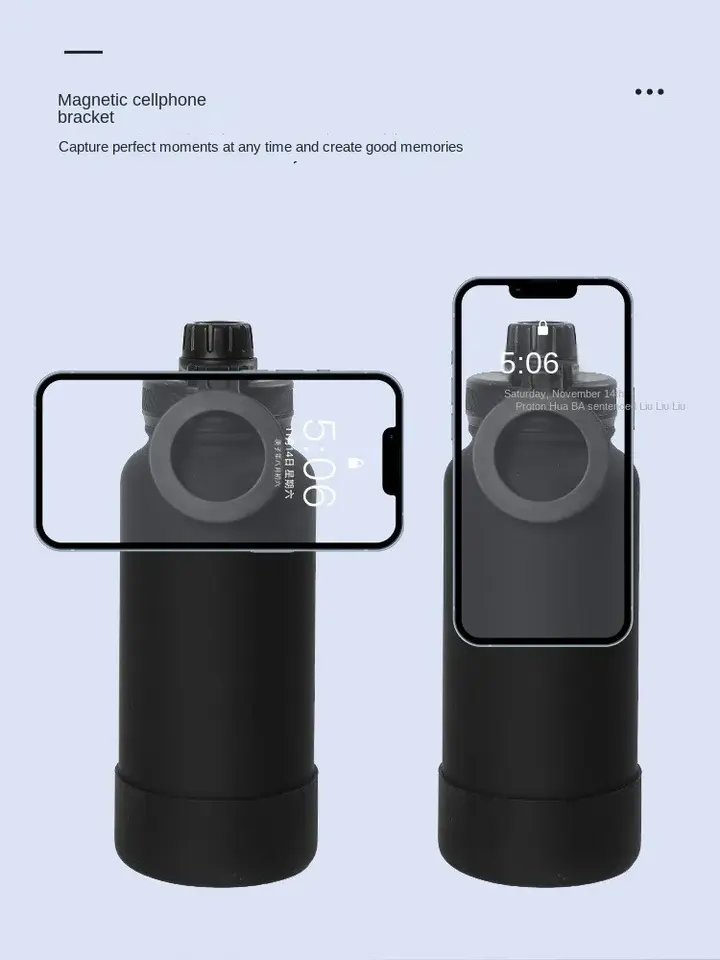 Large Capacity 1L 32oz Portable Vaccum Flask Outdoor Sports Water Bottle With Magnetic Phone Holder - photo 2