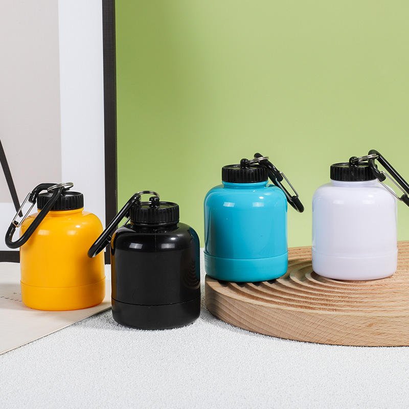 100ml 200ml Portable Plastic Protein Powder Container With Keychain Fitness Supplement Pill Bottle - photo 3