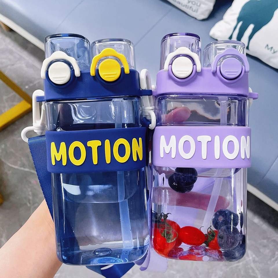 Student and Children 550ml Cartoon Double Mouth Portable School Outdoor Sports Plastic Water Bottle - photo 3