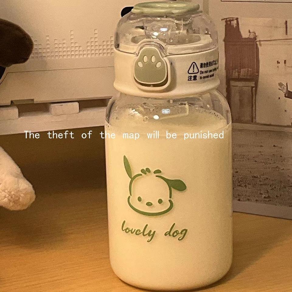 500ml Cute Kawaii Clear Kids Girl Plastic Water Bottle With Straw Cartoon Image