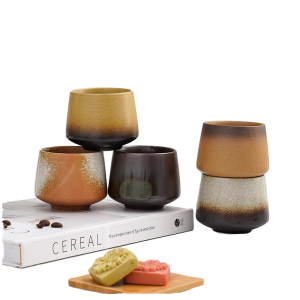 Ensemble mug vintage en céramique pour matcha latte 200ml sans poignée tasse à café et à thé pour boissons chaudes