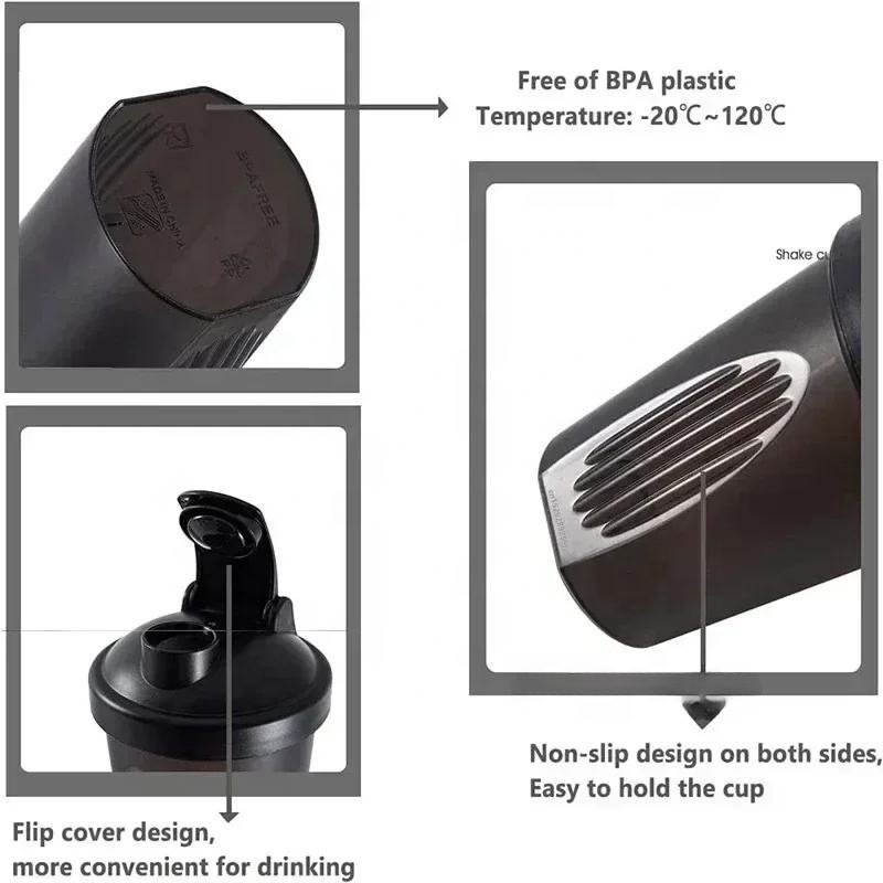 400ml 600ml 800ml Gym Protein Shaker Bottle Bpa Free Plastic Fitness Water Bottle Sports Mixer Cup Quick Dissolve Shaker - photo 4