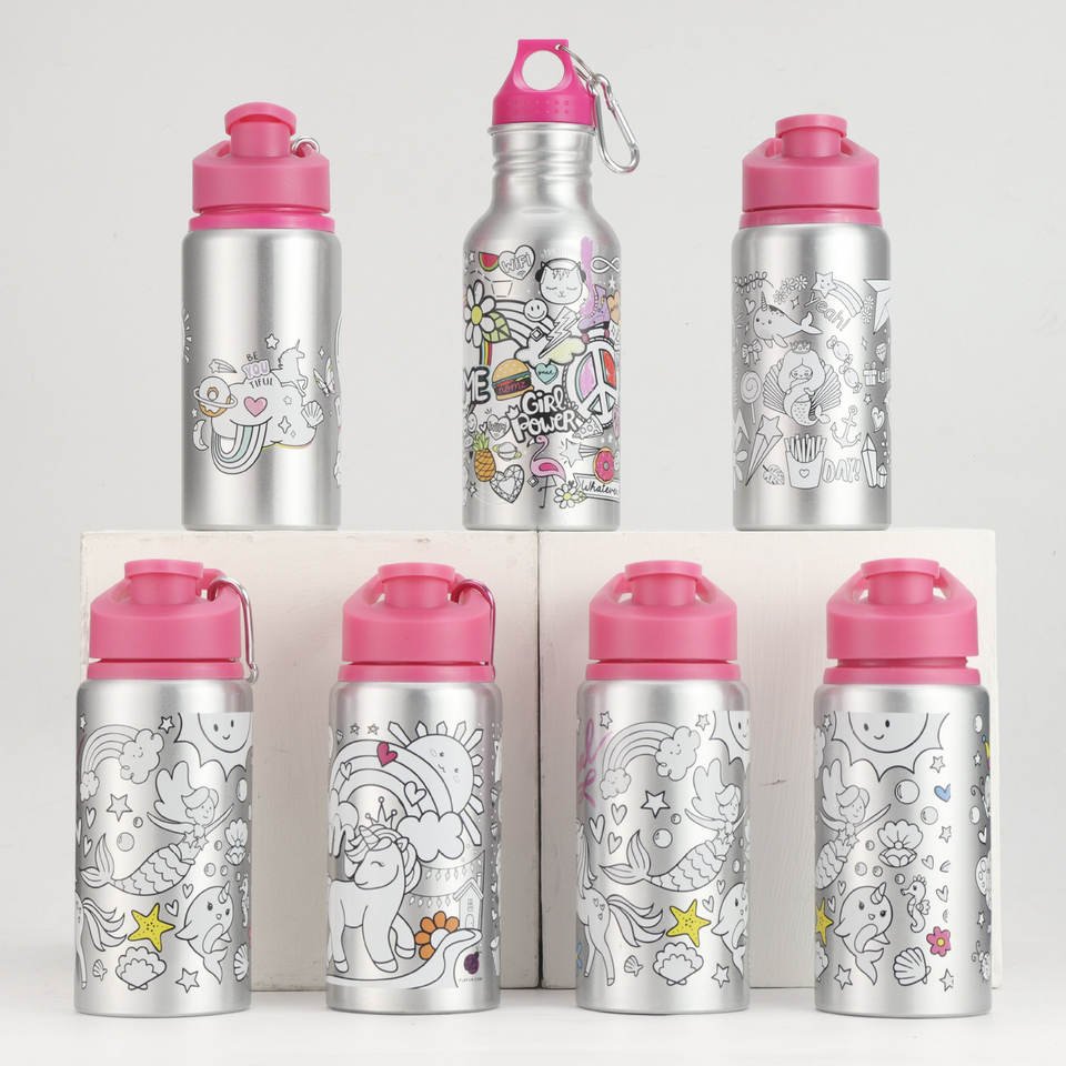 DIY 500ml Aluminium Graffiti Portable Sport Water Bottle