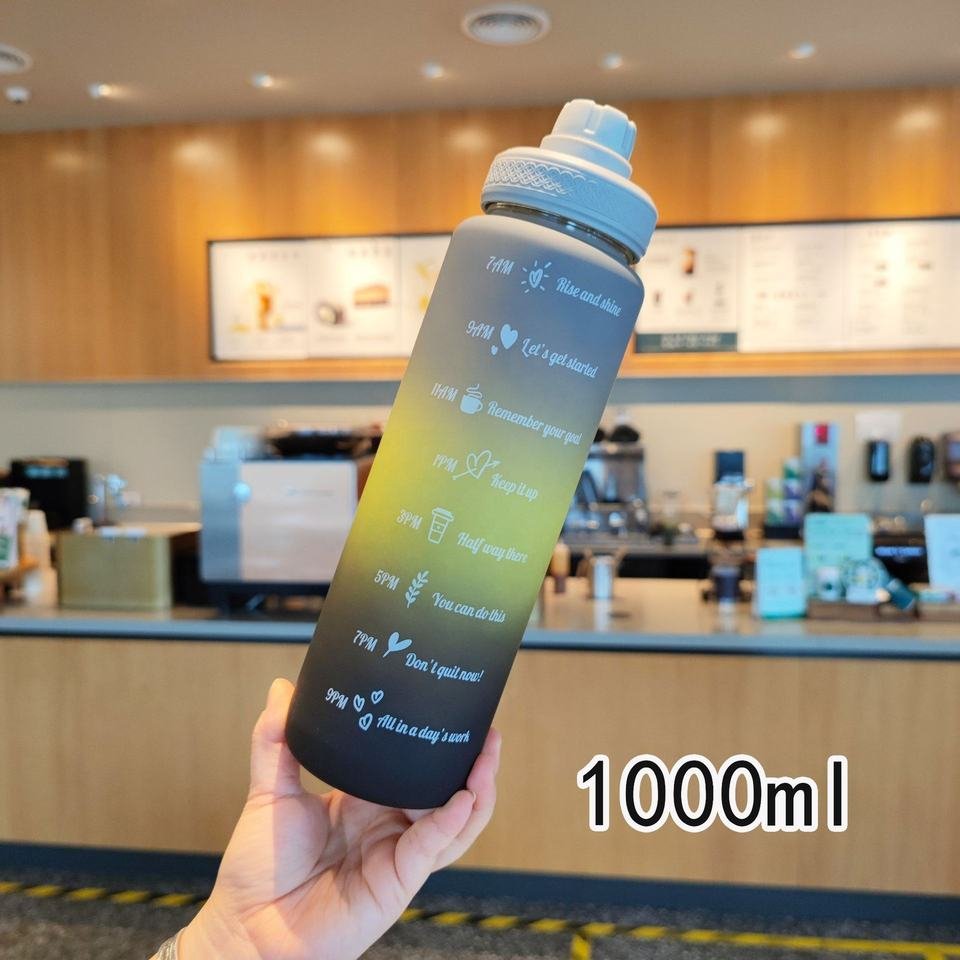 1000ml Outdoor Portable Sports Plastic Frosted Gradient Colors Water Bottle Trinkflasche - photo 4