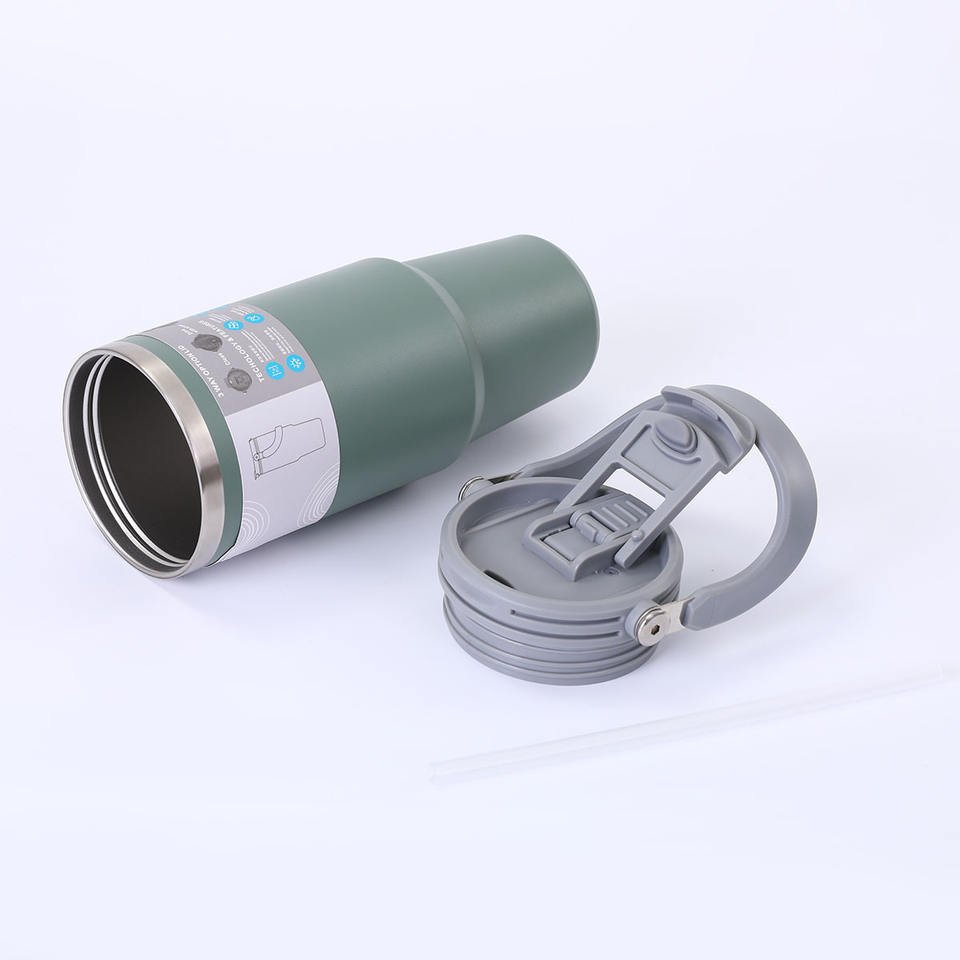 30oz Tumbler With Handle Stainless Steel Double Wall Vacuum Insulated Flip Straw Cup - photo 5
