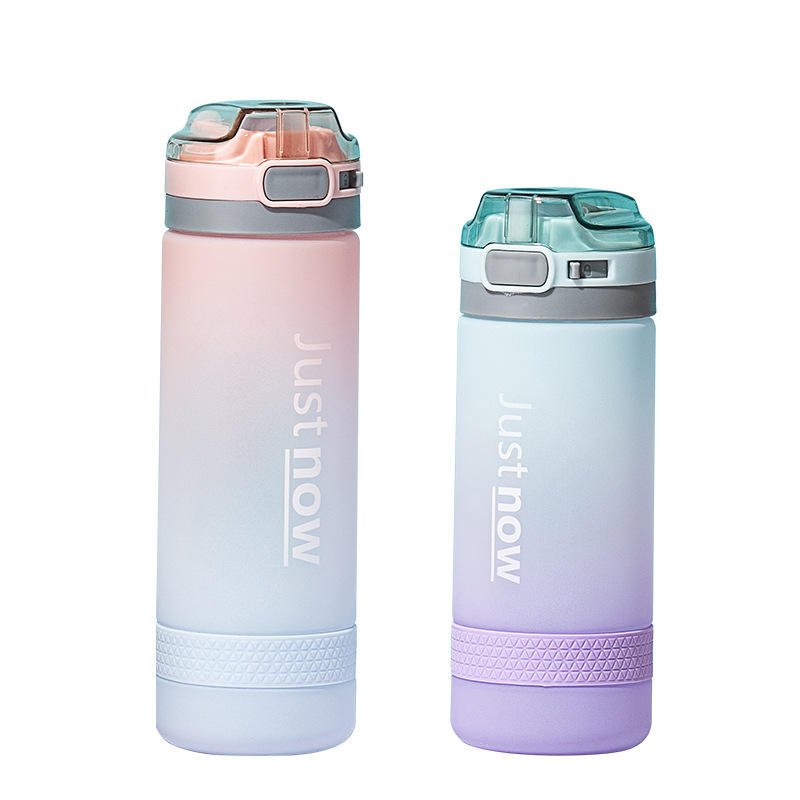 Wholesale Gradient Color 500ml 600ml Custom Sports Plastic Water Bottles with Straw and silicone Strap - photo 3