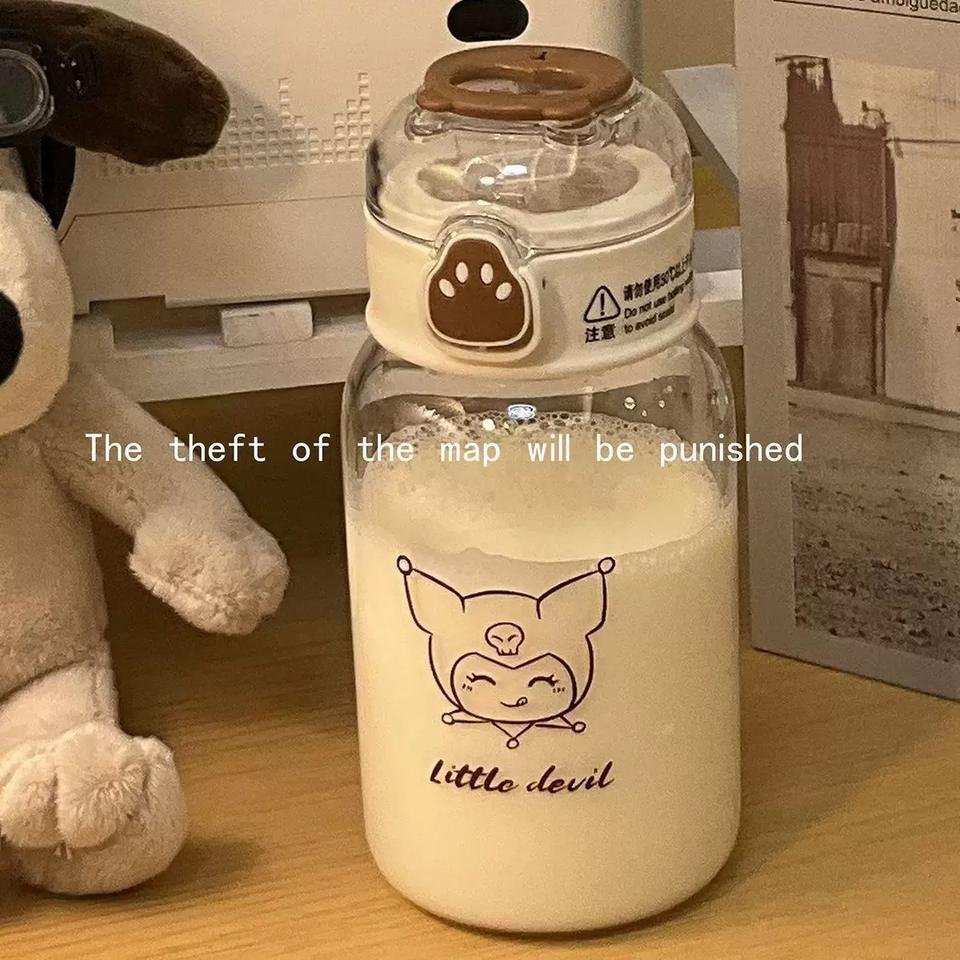500ml Cute Kawaii Clear Kids Girl Plastic Water Bottle With Straw Cartoon Image - photo 4