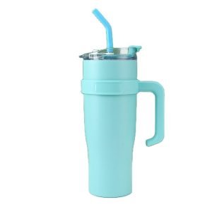 40oz Cupholder-freundlicher doppelwandiger isolierter Edelstahl Becher mit Griff Strohhalm Deckel