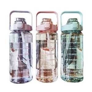 زجاجة ماء تحفيزية هوكي مخصصة بسعة كبيرة خالية من BPA مقاومة للتسريب مع مقبض 2L