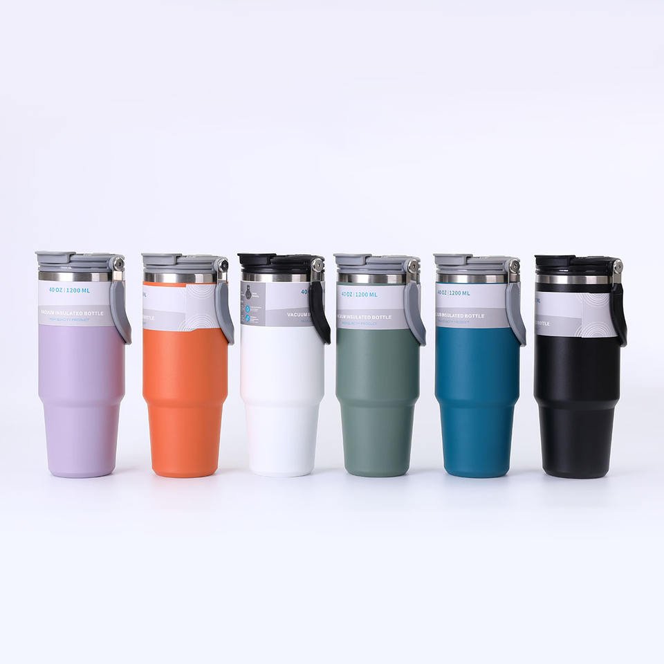 30oz Tumbler With Handle Stainless Steel Double Wall Vacuum Insulated Flip Straw Cup