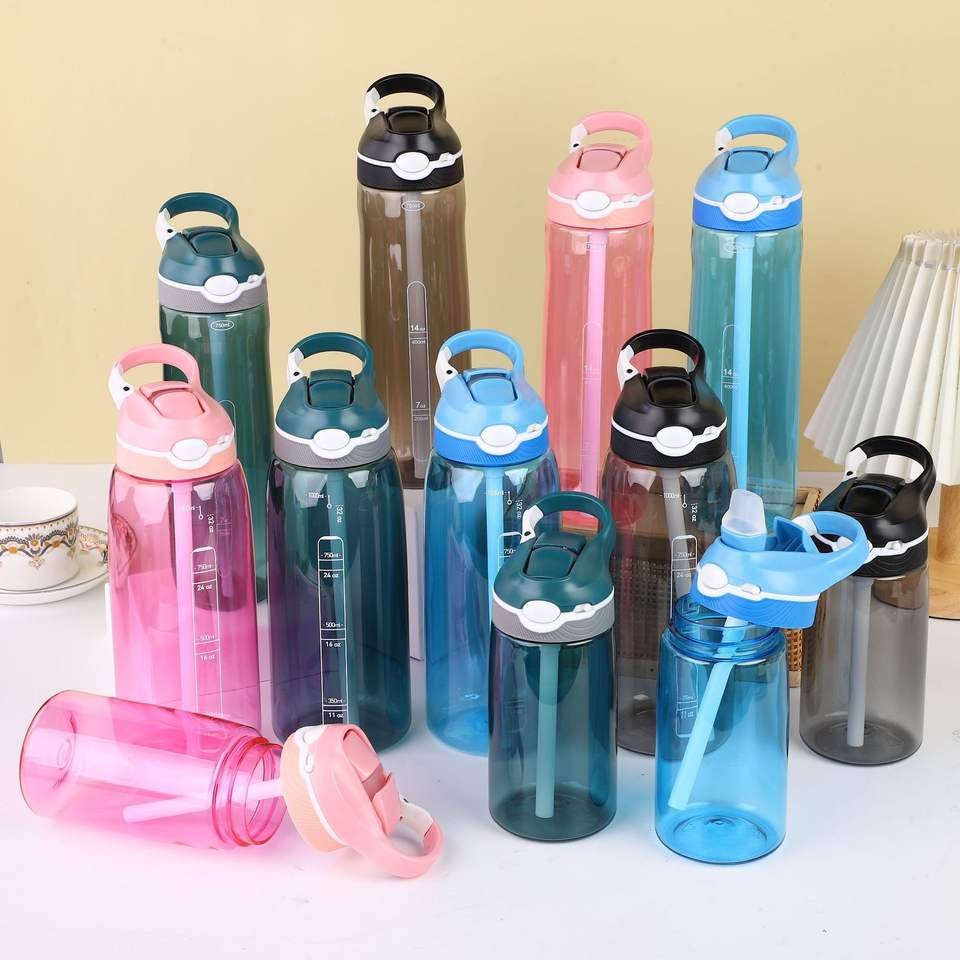 1L Tritan Kids Water Bottle BPA Free Leakproof With Straw Non Toxic Cute Animal Design