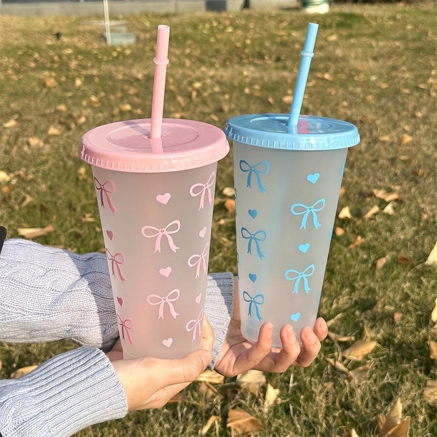 Cute 710ml Soda Can Coffee Mug Reusable PP Plastic Tumbler with Bow Design - photo 5
