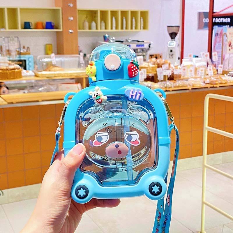 Summer 1000ml Kawaii Plastic Dual Drinking Water Bottle With Sleeve and Straw - photo 3