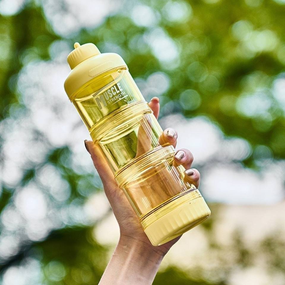 Premium Gym Fitness Sports Portable Plastic 3 Layer 180 Gram Protein Powder Travel Container - photo 2