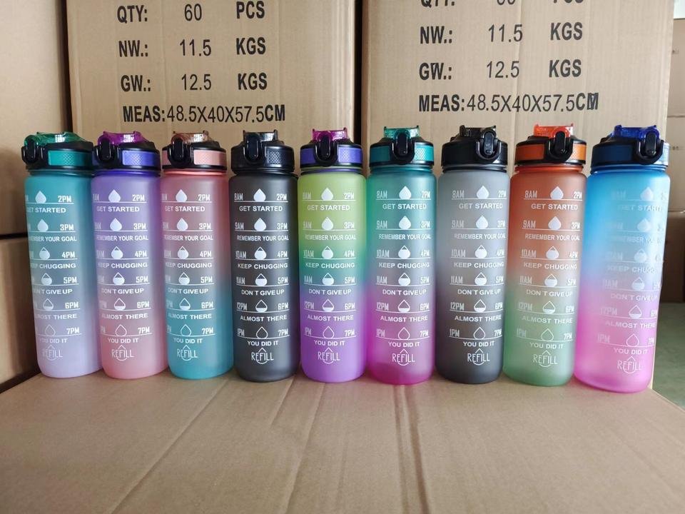 1L 32oz Strap Gym Motivational Quartz Sports Water Bottle With Straw and Remider to Drink Water - photo 2