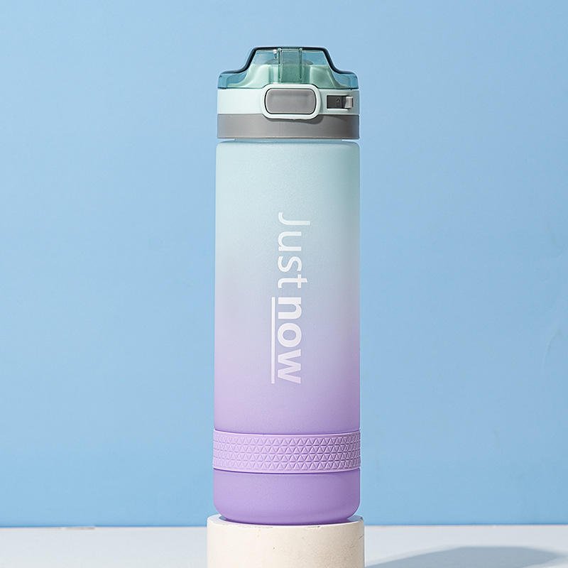 Wholesale Gradient Color 500ml 600ml Custom Sports Plastic Water Bottles with Straw and silicone Strap - photo 4