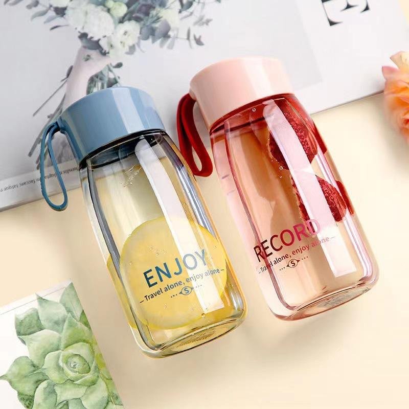 Eco-Friendly BPA Free 380ml 12oz Children’s Plastic Water Bottle With Lid and Silicone Lifting Rope