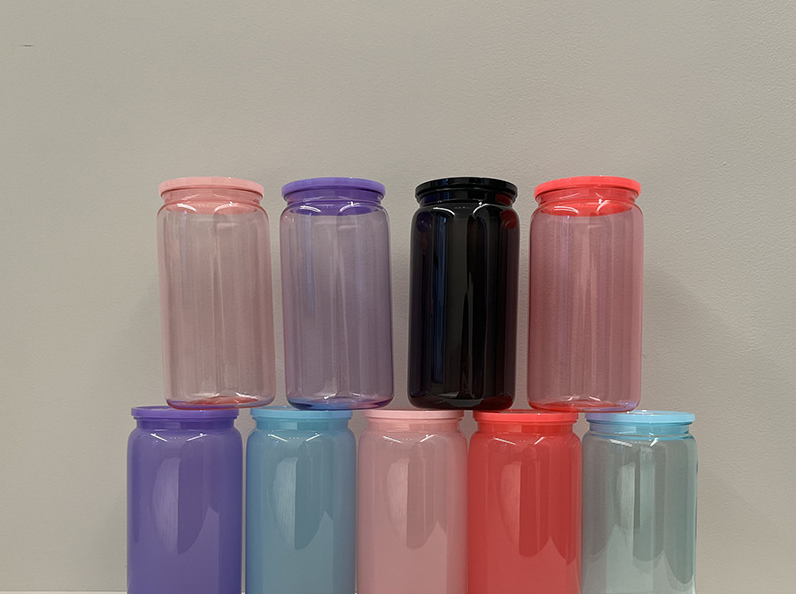 Mixed Colorful Custom 16oz Acrylic Plastic Snow Globe Transparent Beer Soda Libby Cups Jelly Can With Lid and Straw - photo 3