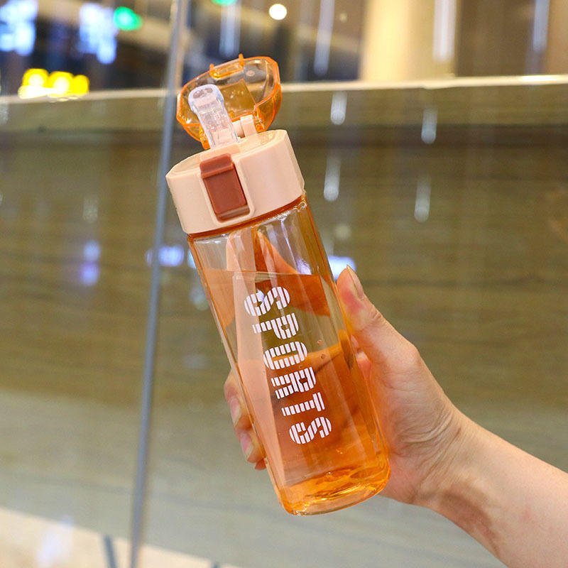 Portable 550ml 650ml Outdoor Sports Square Shape Bpa Free Plastic Water Bottle With Flip Straw Strap - photo 4