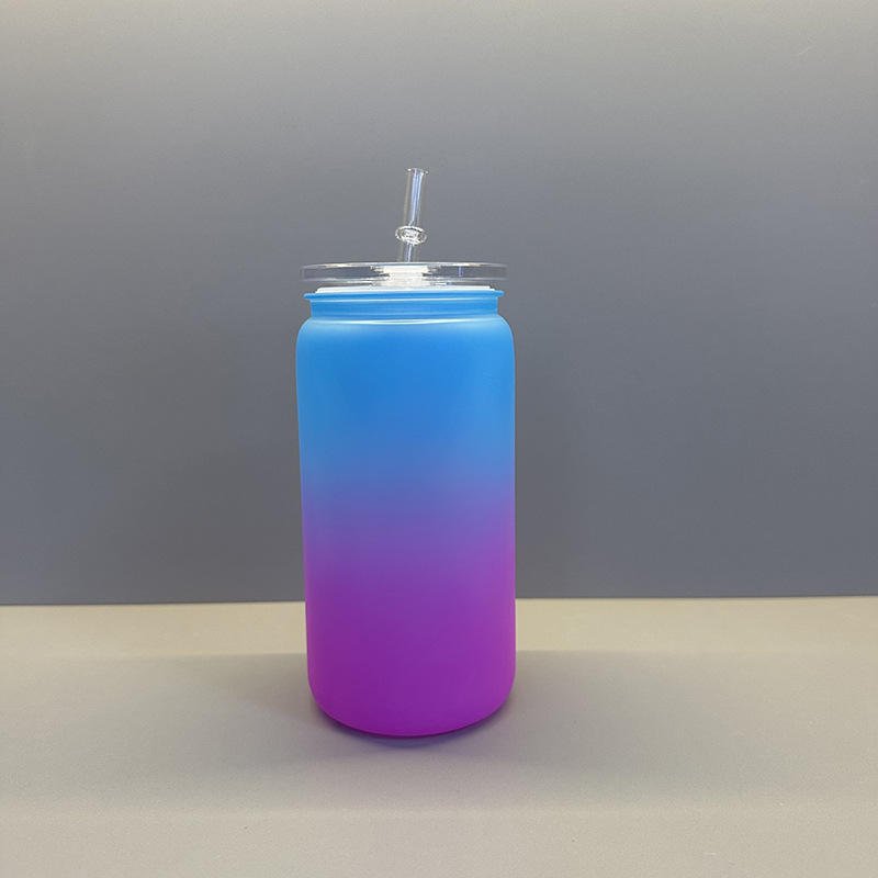 Acrylic PP Gradient Color 16oz Durable Plastic Soft Drinks Container Beer Soda Libby Cups With Straw and Lid - photo 3