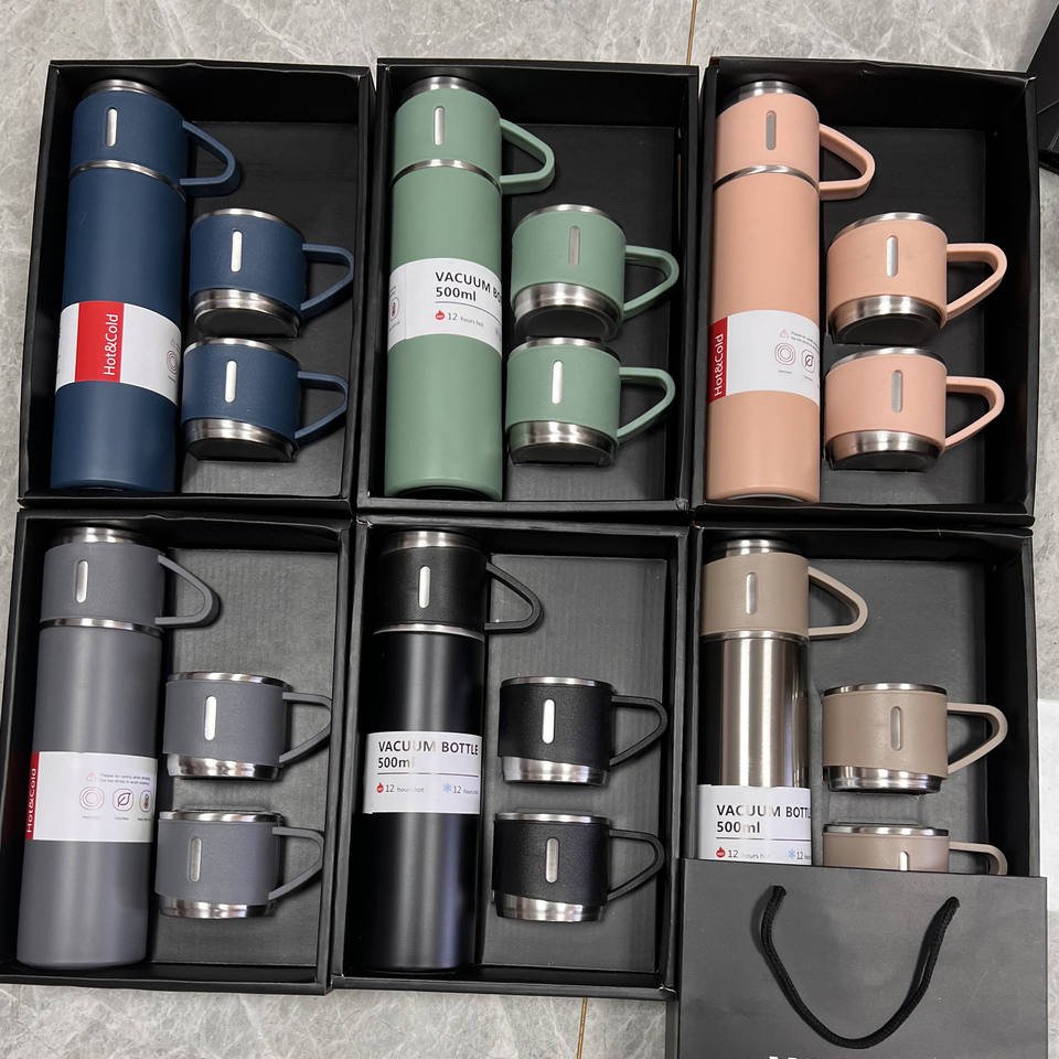 Products 500ml 3 Pcs Bottle Set Stainless Steel Vacuum Hip Flask Gift Set - photo 3