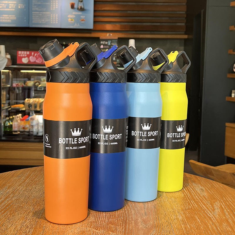 22oz 660ml Insulated Stainless Steel Water Bottle with Handle