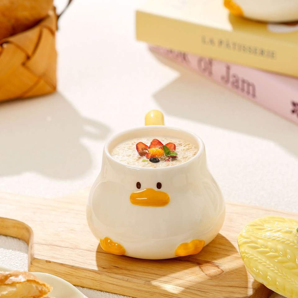 Hand Painted Ceramic Duckling Mug 400ml with Lid - photo 2