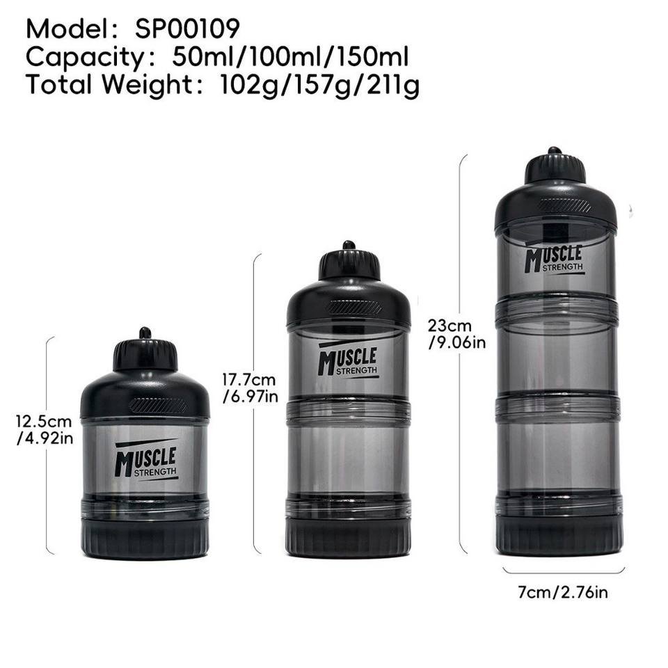 Premium Gym Fitness Sports Portable Plastic 3 Layer 180 Gram Protein Powder Travel Container - photo 5