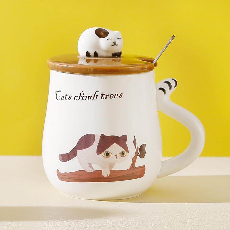 Wholesale Cute Cartoon Cat Design Ceramic Water Cup Novelty Novelty Student Gift Mug - photo 3