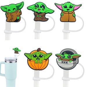 Yoda Strohhalm Abdeckung 8mm 10mm Custom weiches PVC Baby grüner Yoda Wars Star Strohhalm Aufsatz Charms für Stanley Becher Tasse