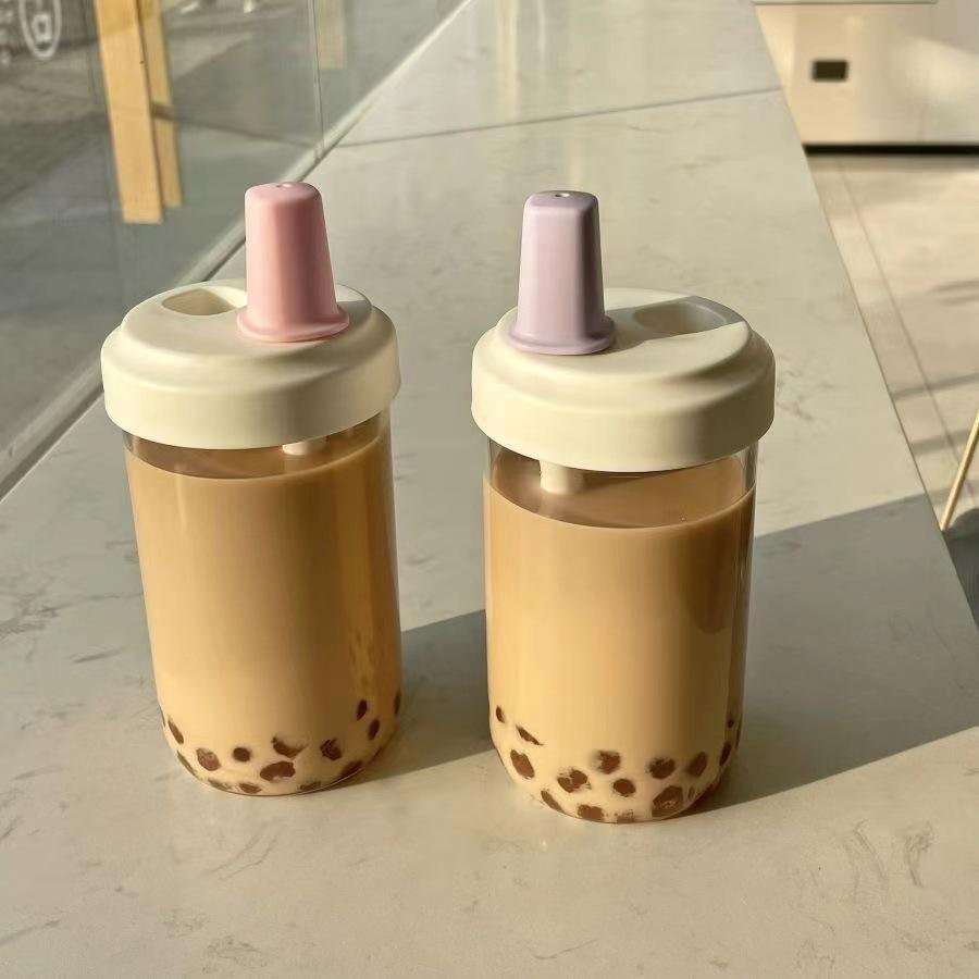 Large Capacity 500ml/850ml Bubble Tea Borosilicate Glass Cup With Lid and Straw - photo 4