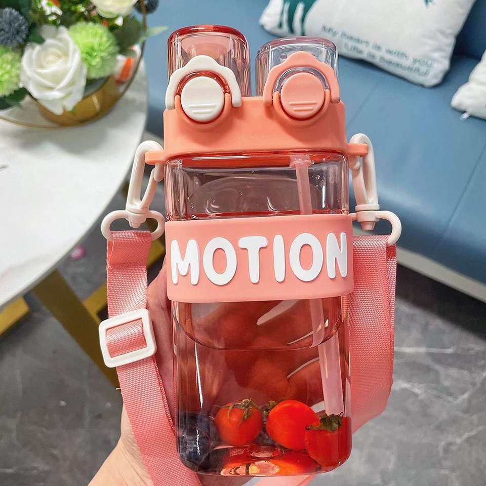 Student and Children 550ml Cartoon Double Mouth Portable School Outdoor Sports Plastic Water Bottle - photo 2