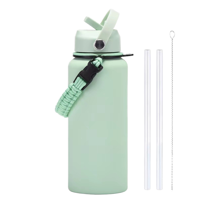 Large 1000ml Stainless Steel Thermos Cup Braided Rope Straw Modern Vacuum Insulated for Men Women Outdoor Sports for Water