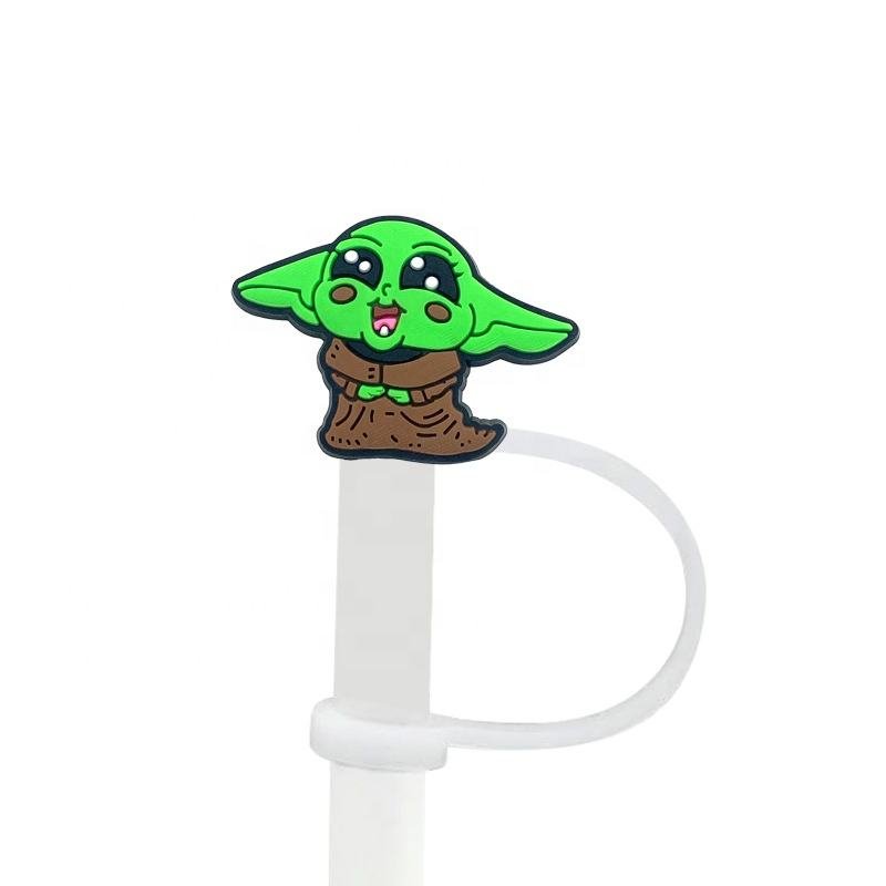 Yoda Straw Cover 8mm 10mm Custom Soft Pvc Baby Green Yoda Wars Star Straw Topper Charms for Stanley Tumbler Cup - photo 2