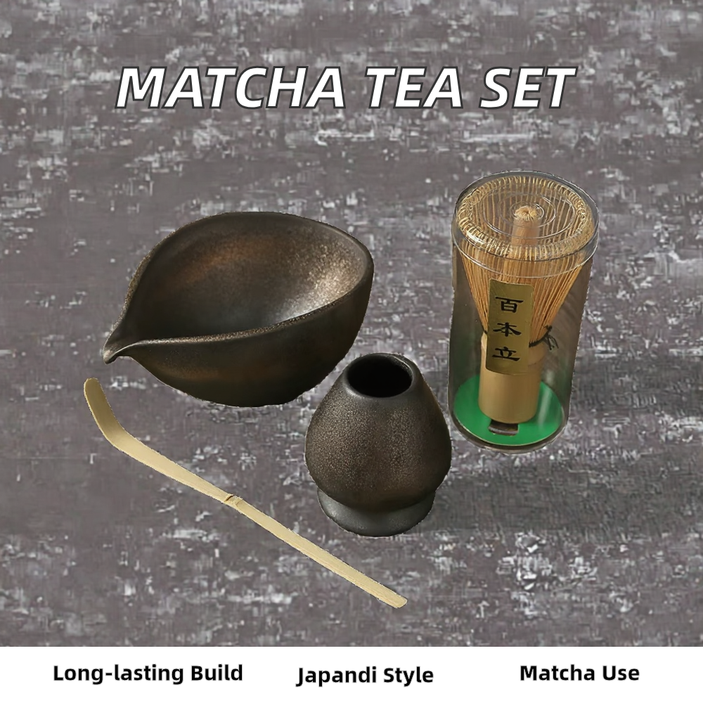 Babenli Song Dynasty Japandi Style Matcha Tea Set Coarse Ceramic Pottery Matcha Bowl Bamboo Whisk Tea Brush for Coffee Ceremony - photo 2