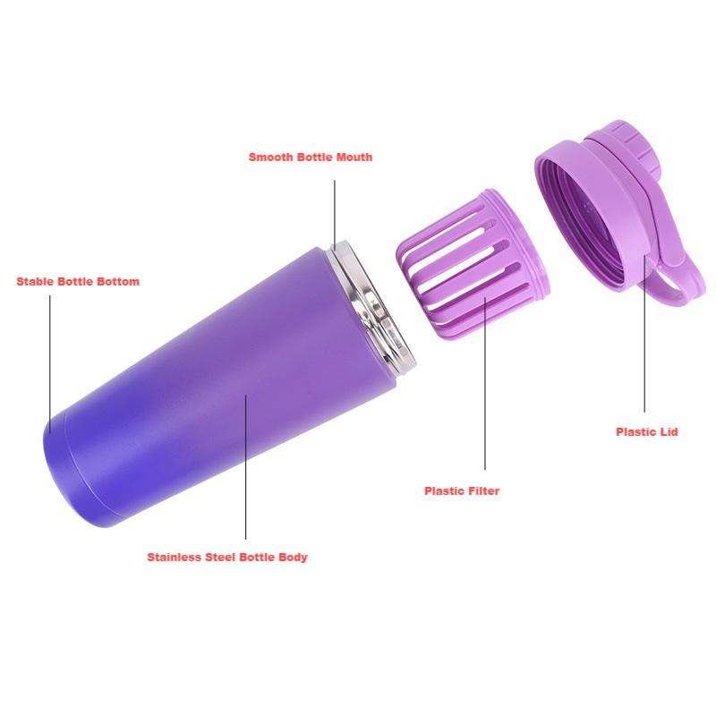 Premium Insulated Metal Double Wall Stainless Steel 17oz 25oz Protein Shaker Bottle with - photo 4