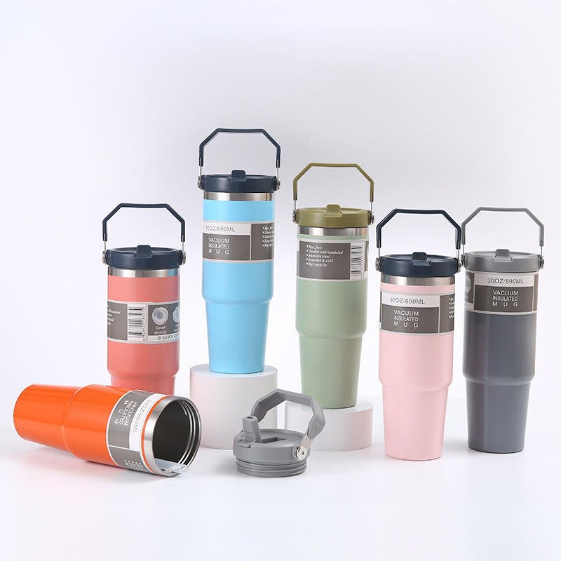 30oz Insulated Custom Stainless Steel Water Mugs Cup Tumbler With Lid and Handle - photo 2