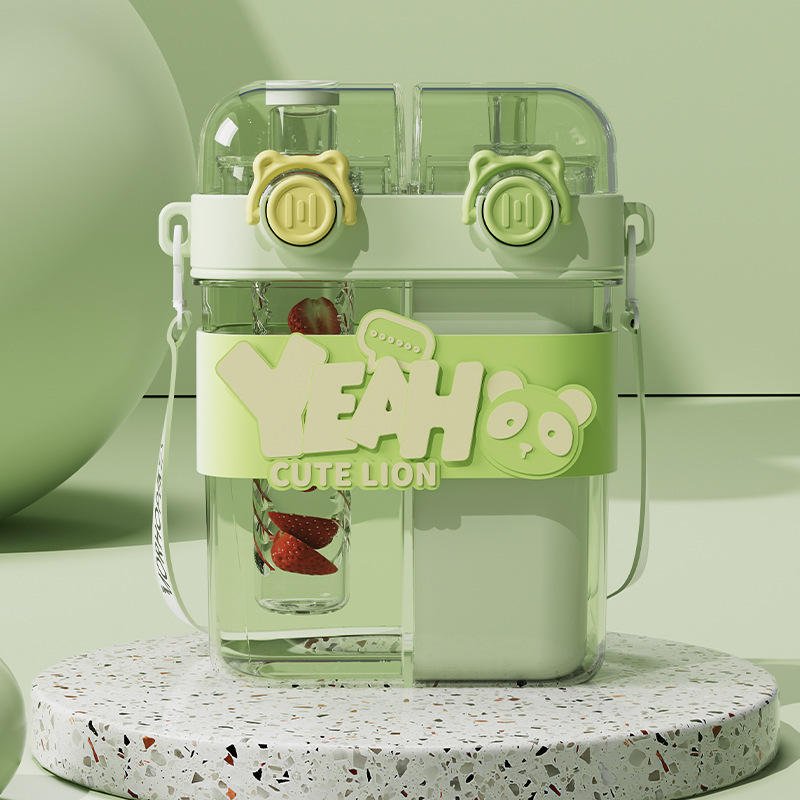 Double Drinking Design Multiple Locking Double Drink Cup Large Capacity Kids Water Bottle Outdoor - photo 3