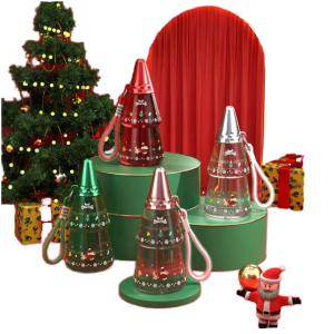 Novelty Weihnachtsbaum förmige Trinkflasche 500Ml Kunststoff Kinder Trinkbecher mit Griff auslaufsicher BPA-frei Feiertagsgeschenk