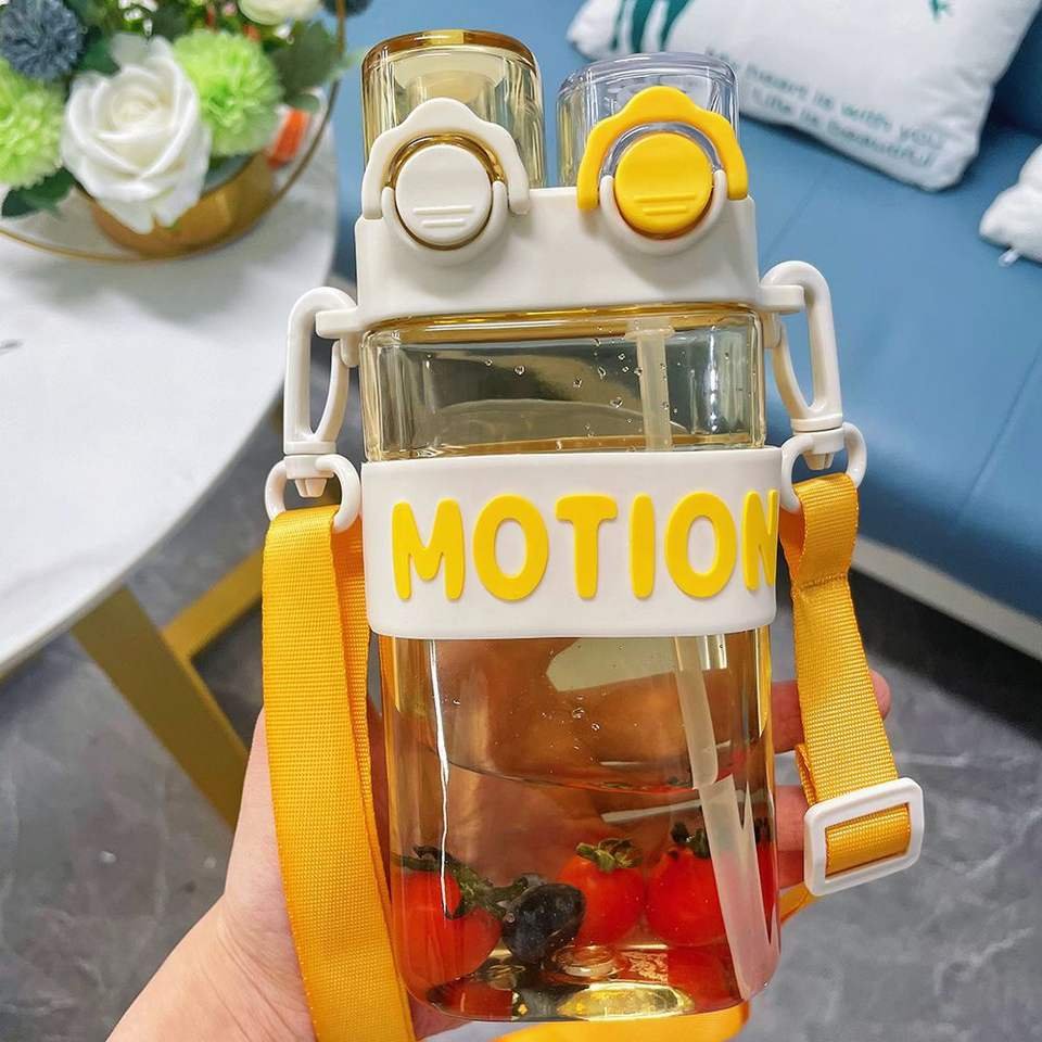 550ml BPA Free Double Mouth Cartoon Kids School Square Plastic Water Bottle With Straw - photo 5