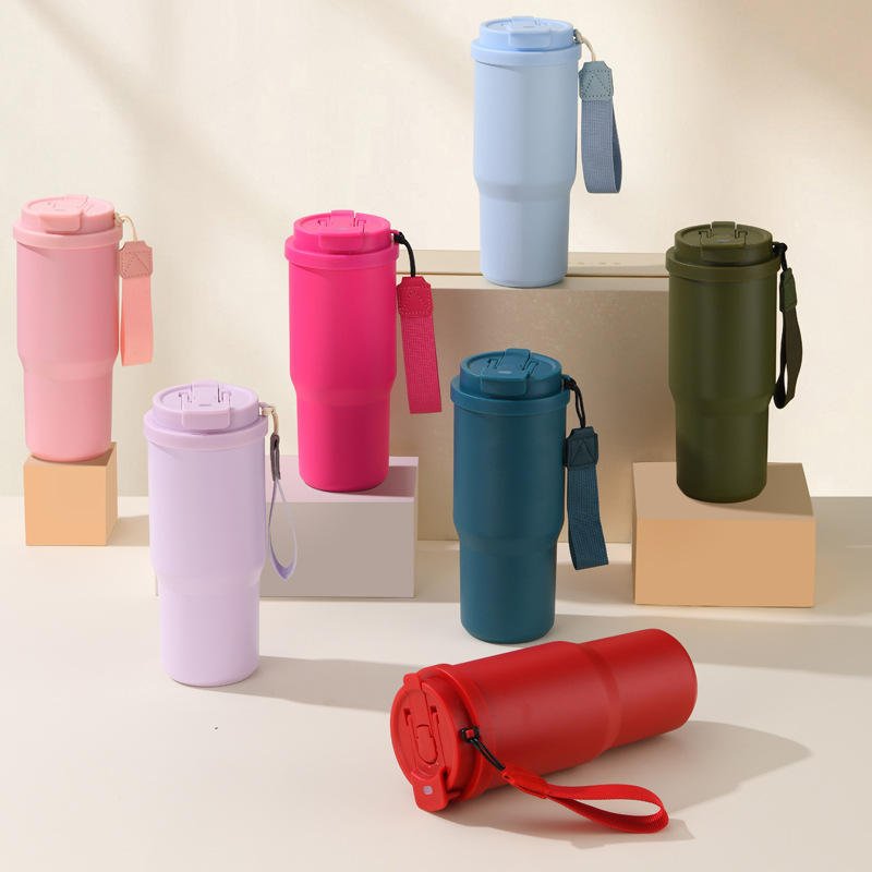 Insulated Steel Coffee Tumbler with Straw and Lid Leak-Proof Travel Mug for Back to School