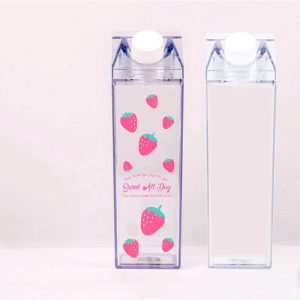 زجاجة ماء بلاستيك شفافة على شكل عبوة حليب بتصميم إبداعي مع طباعة مخصصة 1000ml